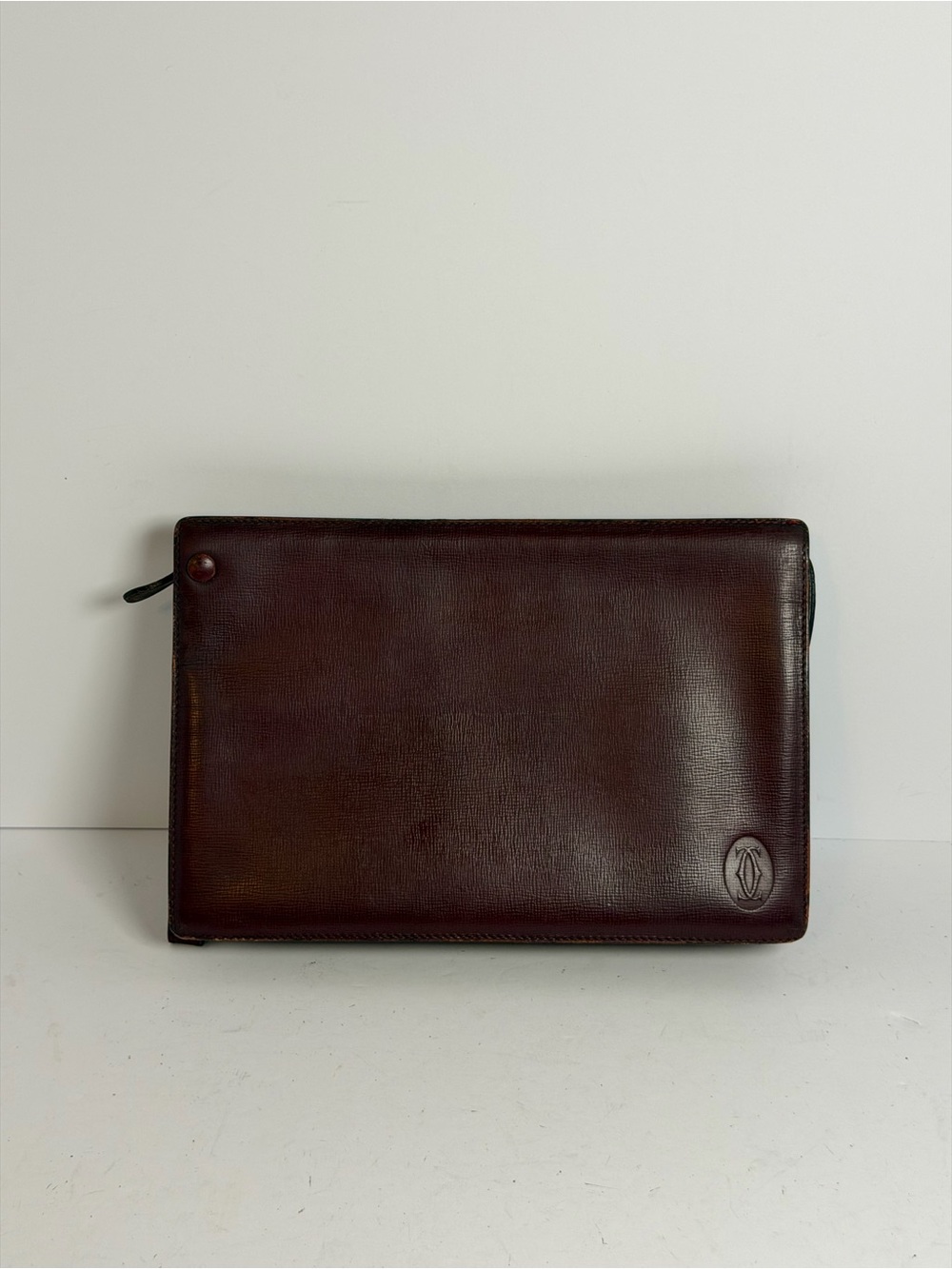 Vintage Cartier Must De Cartier Bordeaux Leather Clutch